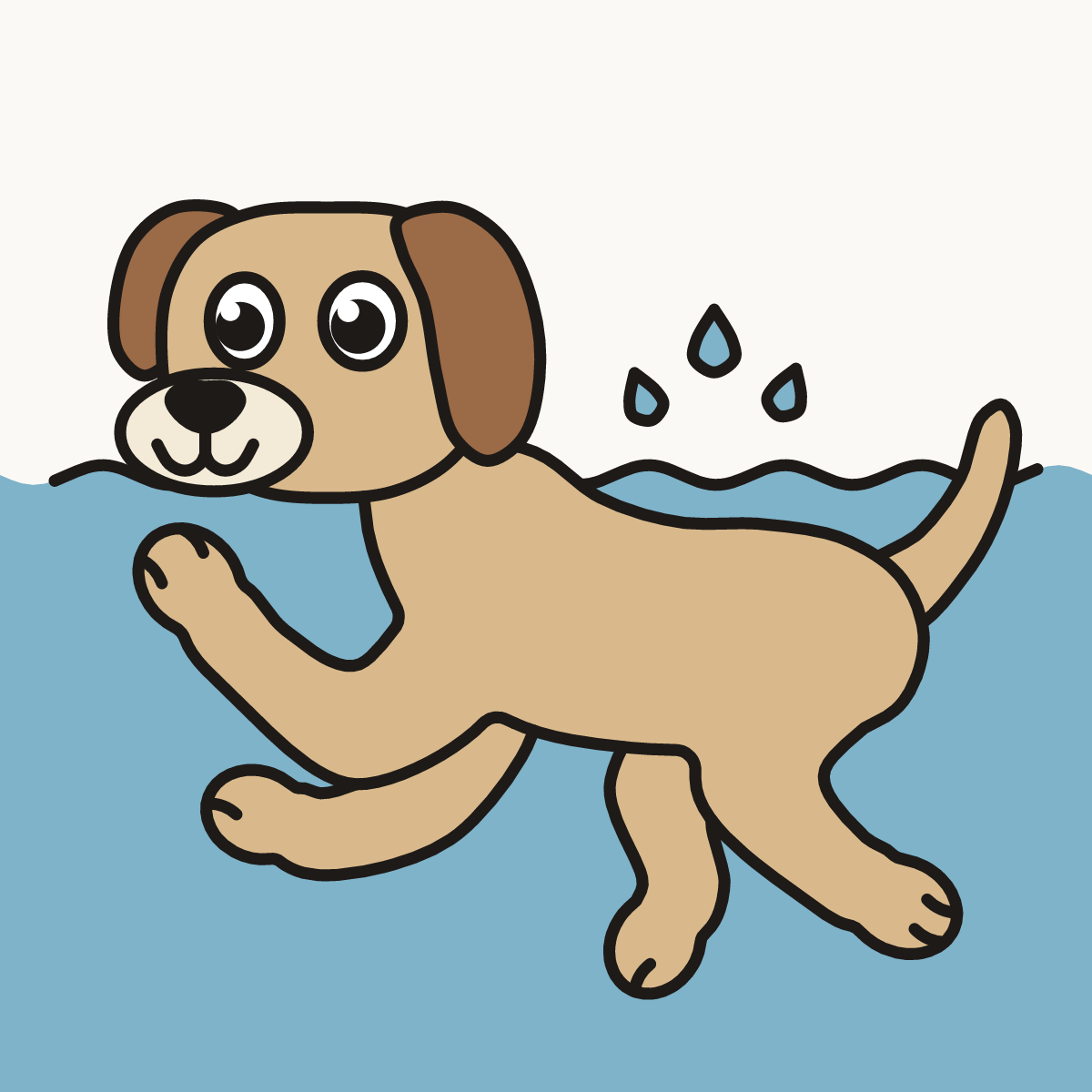 Finished drawing of a dog swimming