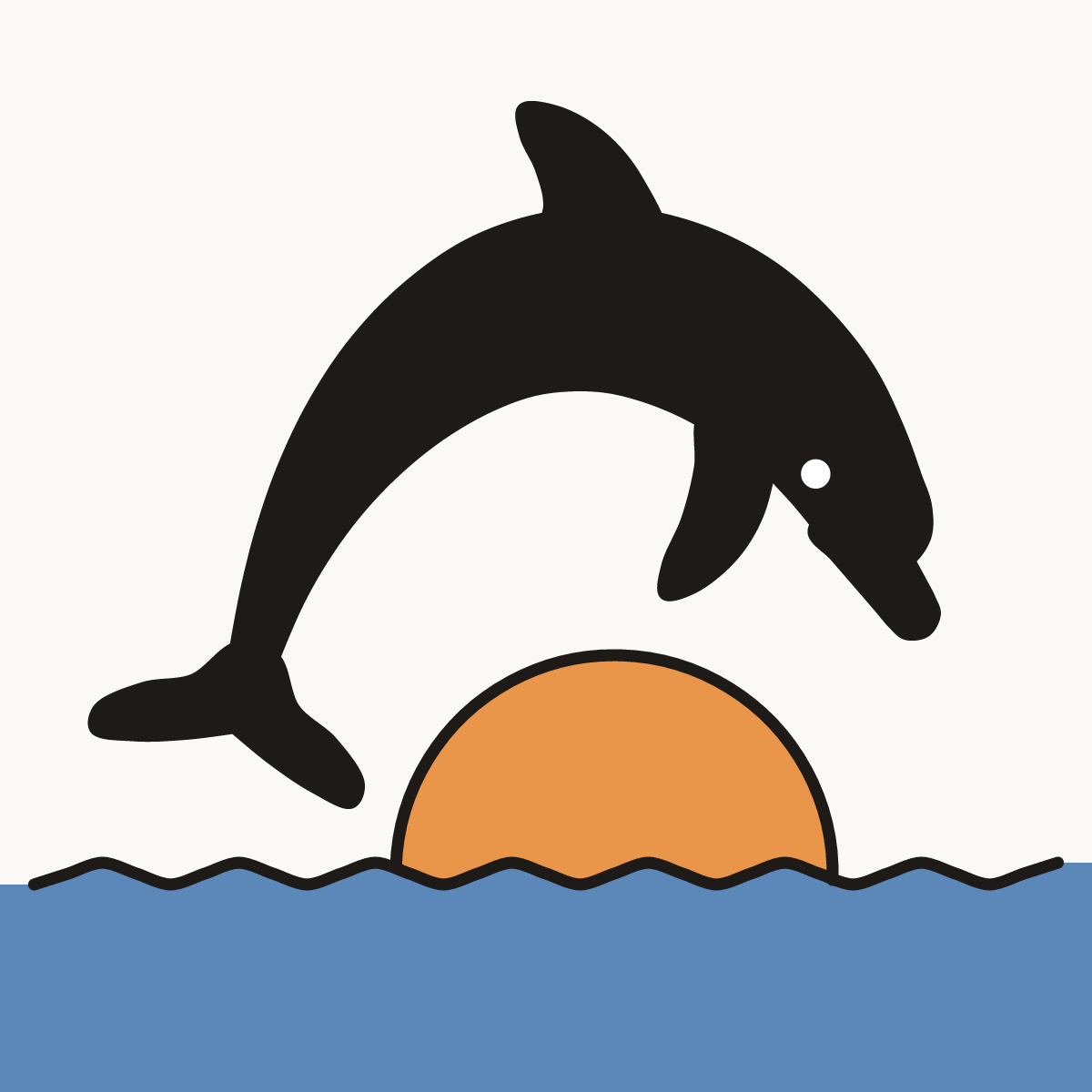 Finished drawing of a dolphin silhouette