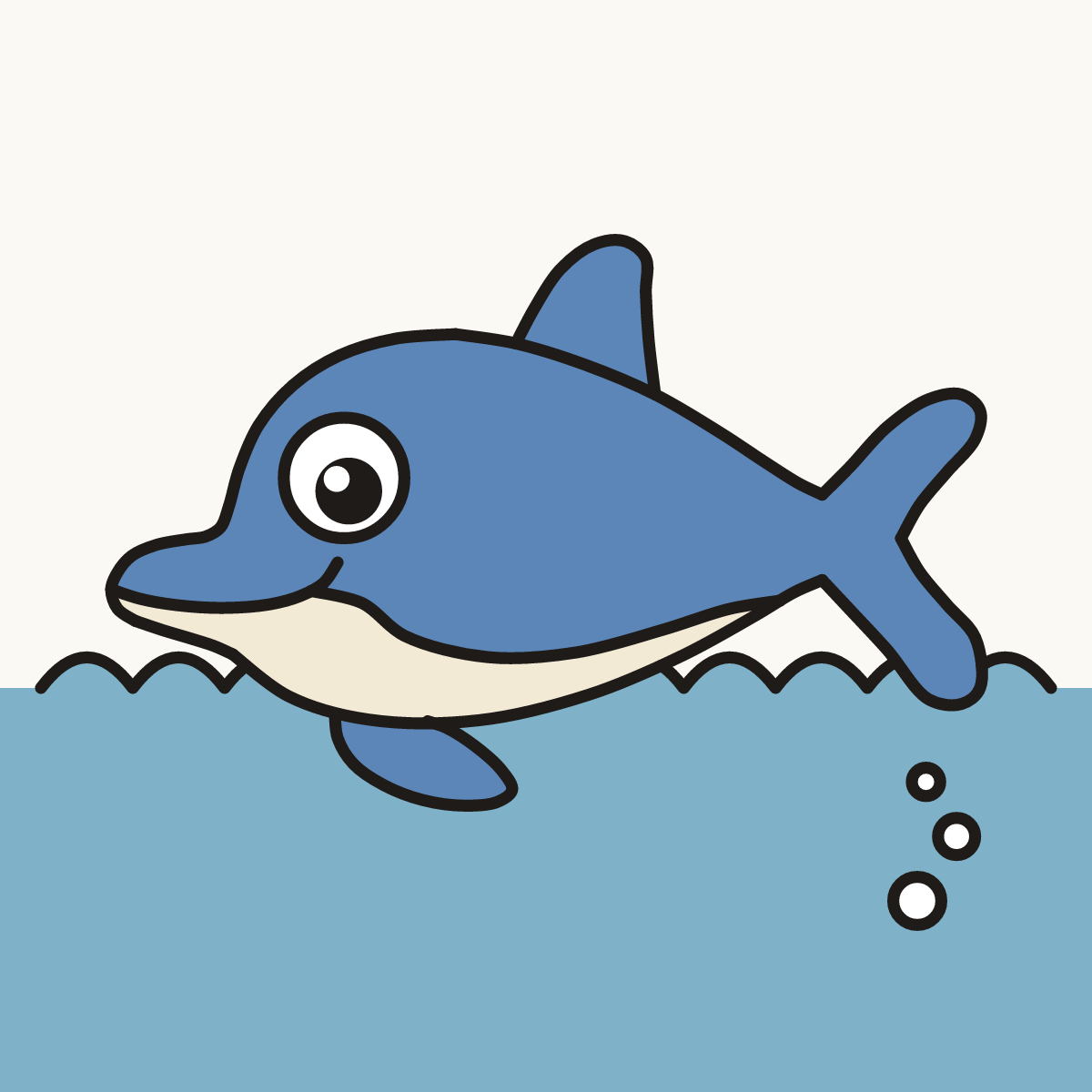 Finished drawing of a dolphin