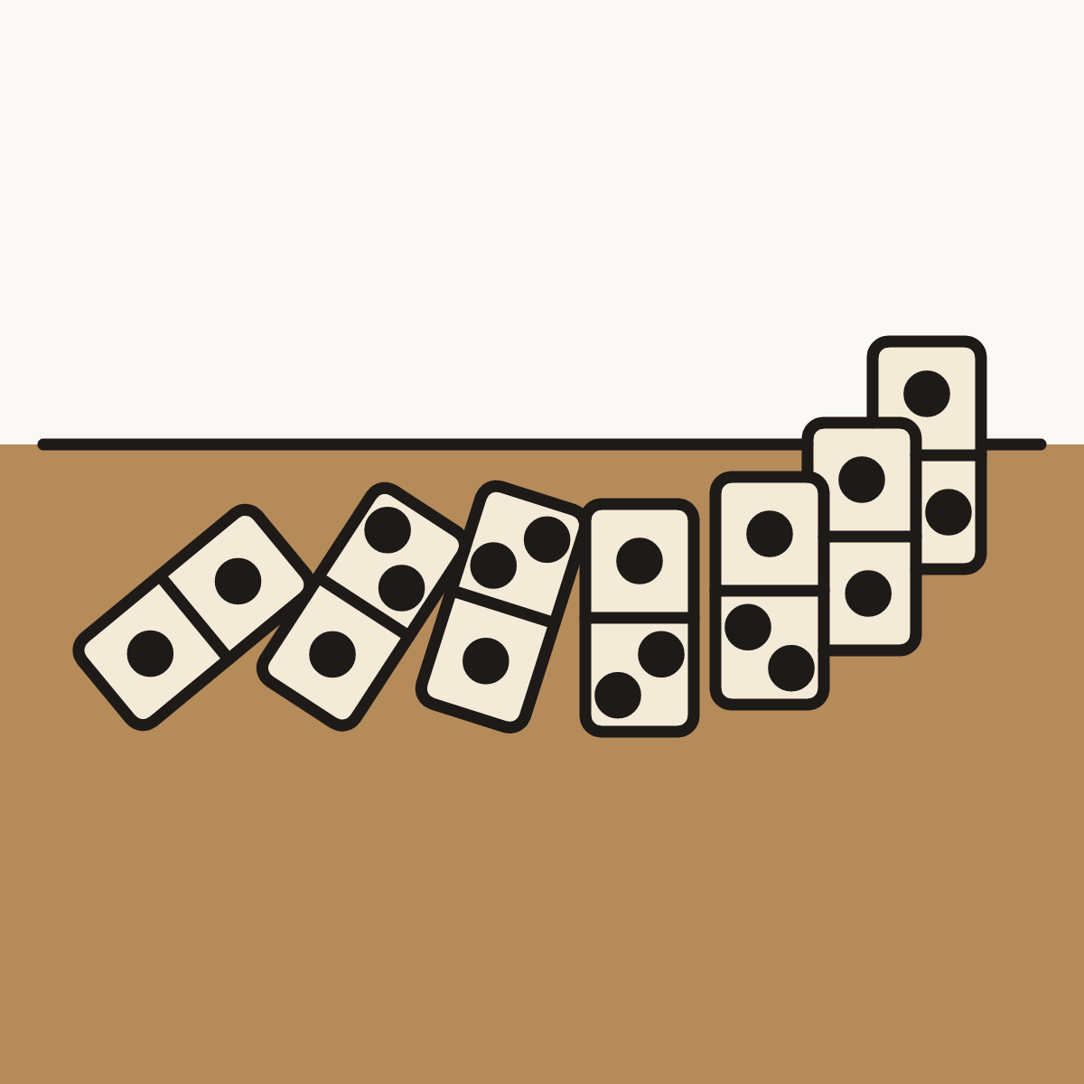 Finished drawing of a domino run