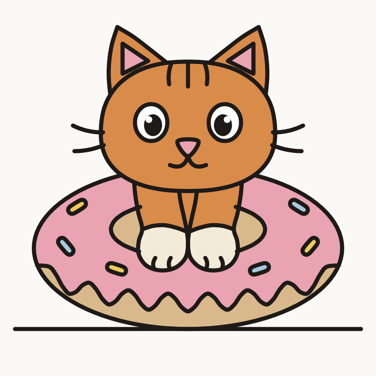 Finished drawing of a donut cat