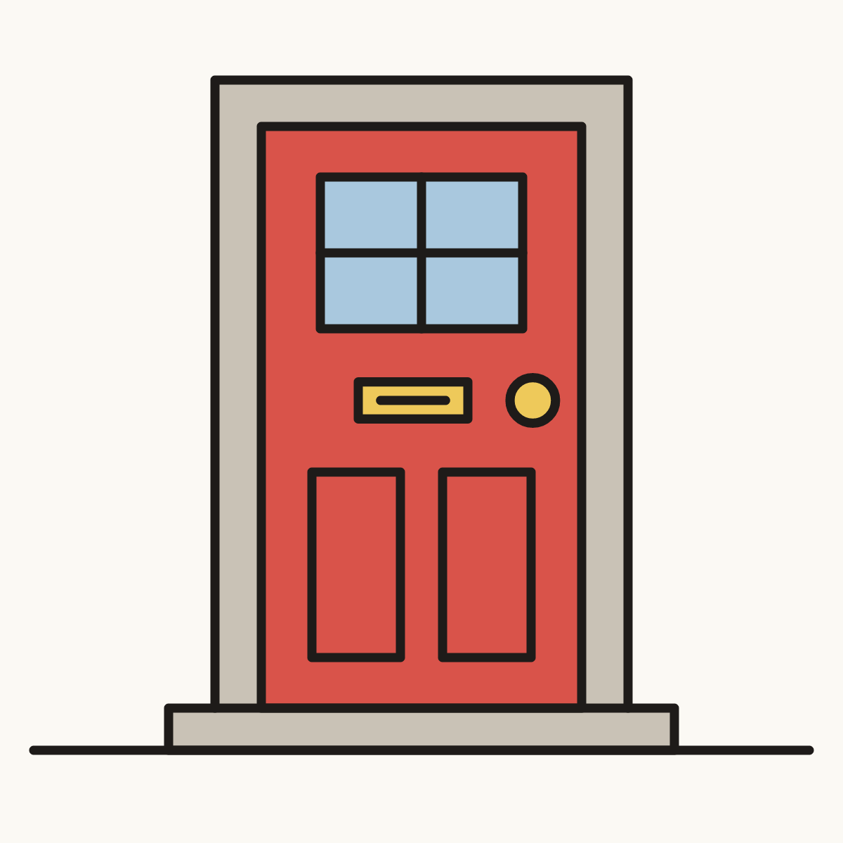 Finished drawing of a door