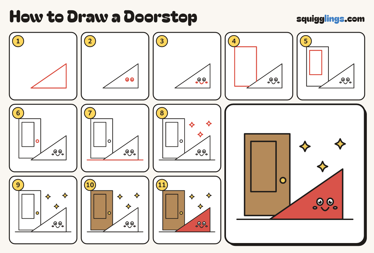 How to Draw a Doorstop step by step: all 11 steps in one picture