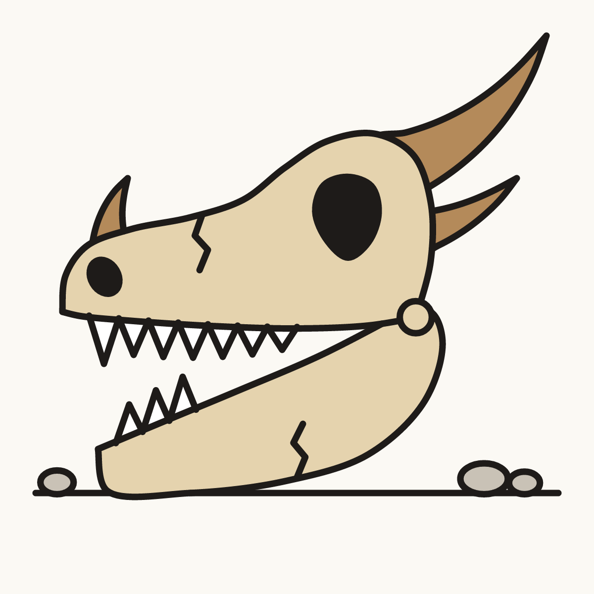 Finished drawing of a dragon skull