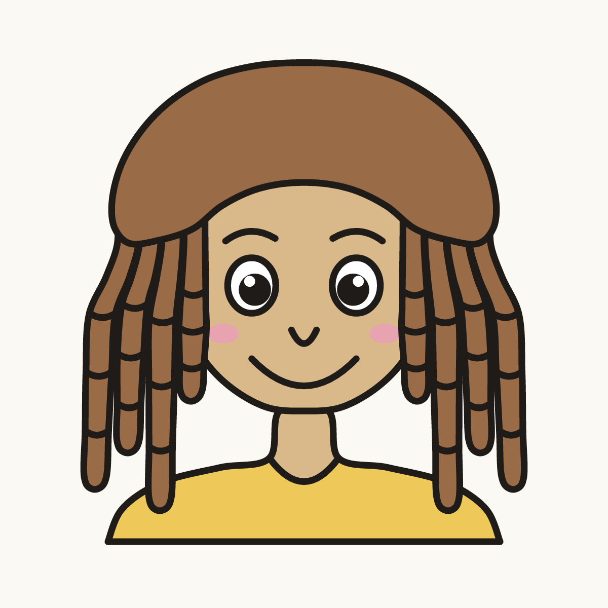 Finished drawing of dreadlocks