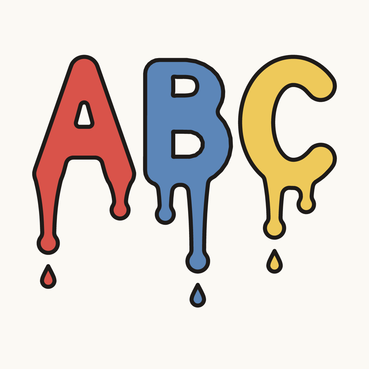 Finished drawing of dripping letters
