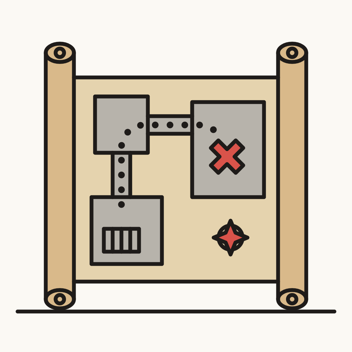 Finished drawing of a dungeon map