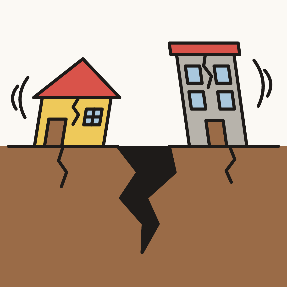 Finished drawing of an earthquake