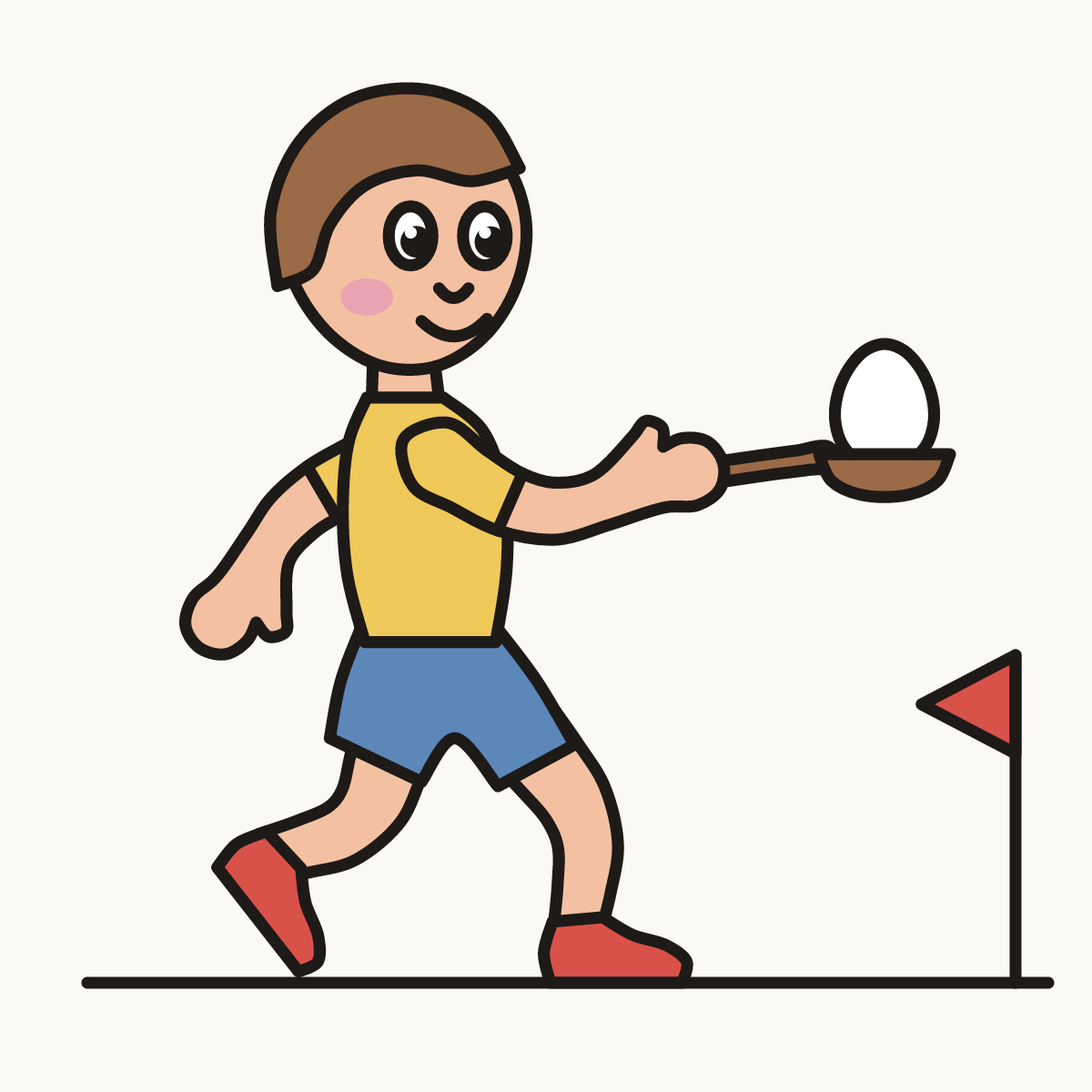 Finished drawing of an egg and spoon race