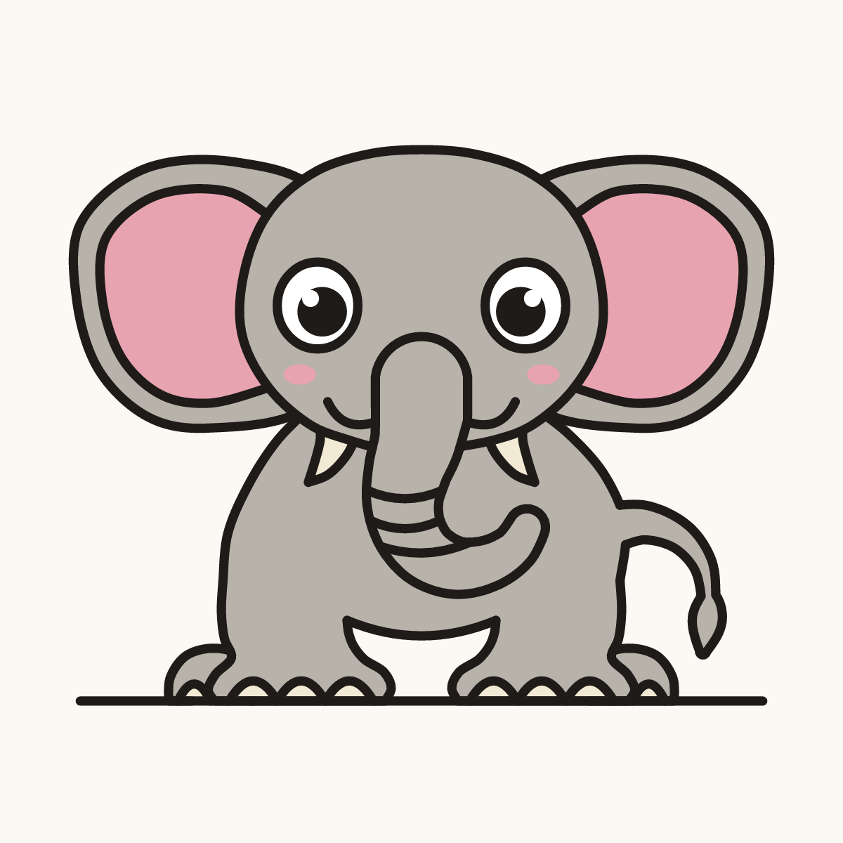Finished drawing of an elephant