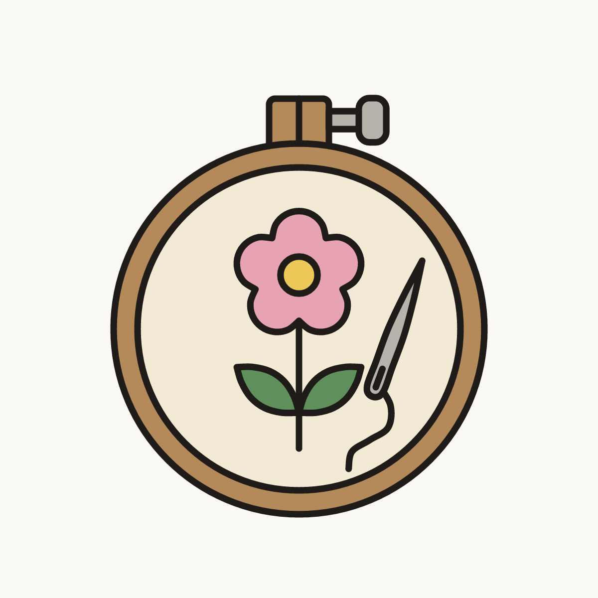 Finished drawing of an embroidery hoop