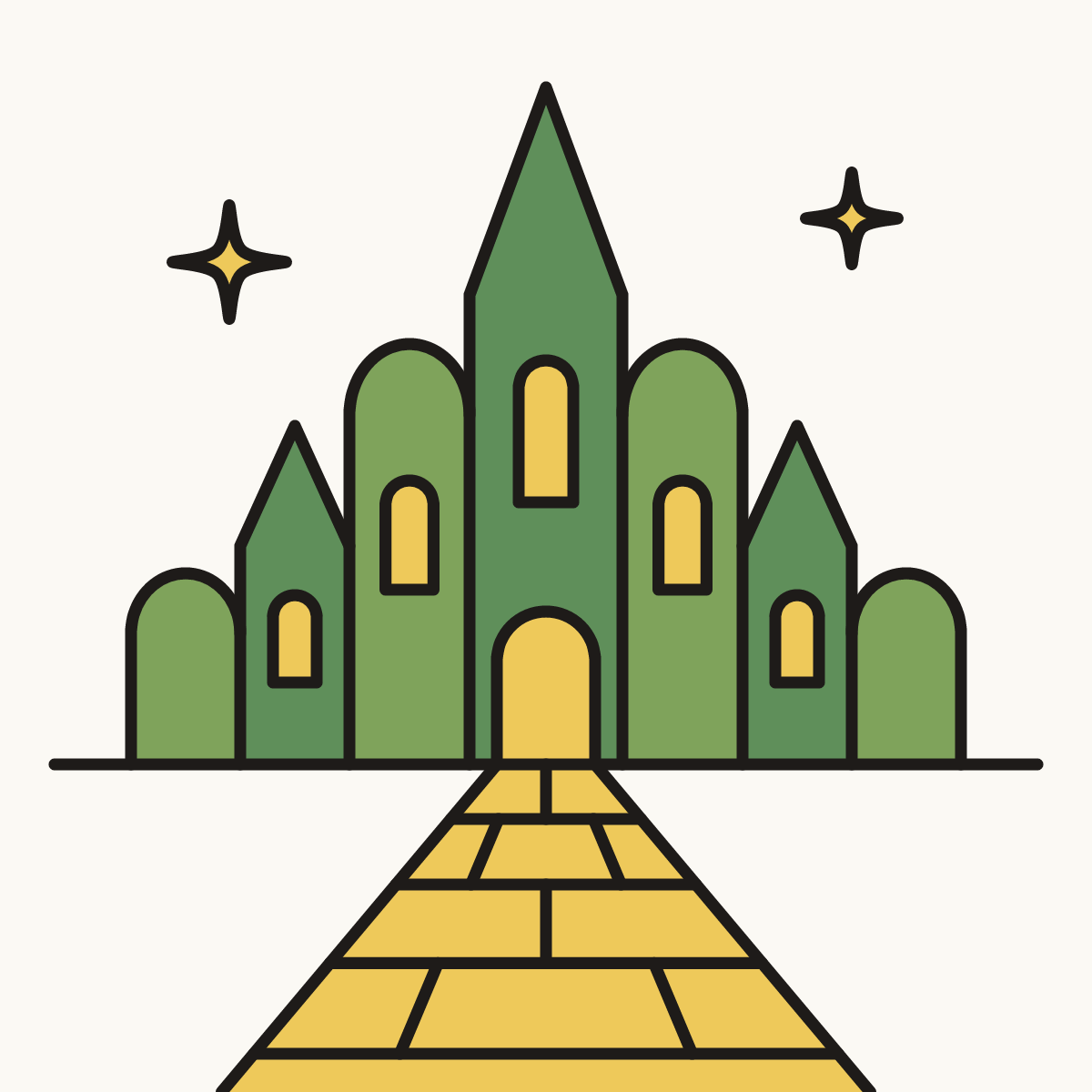 Finished drawing of an emerald city