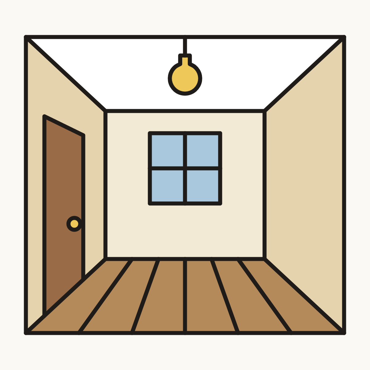 Finished drawing of an empty room