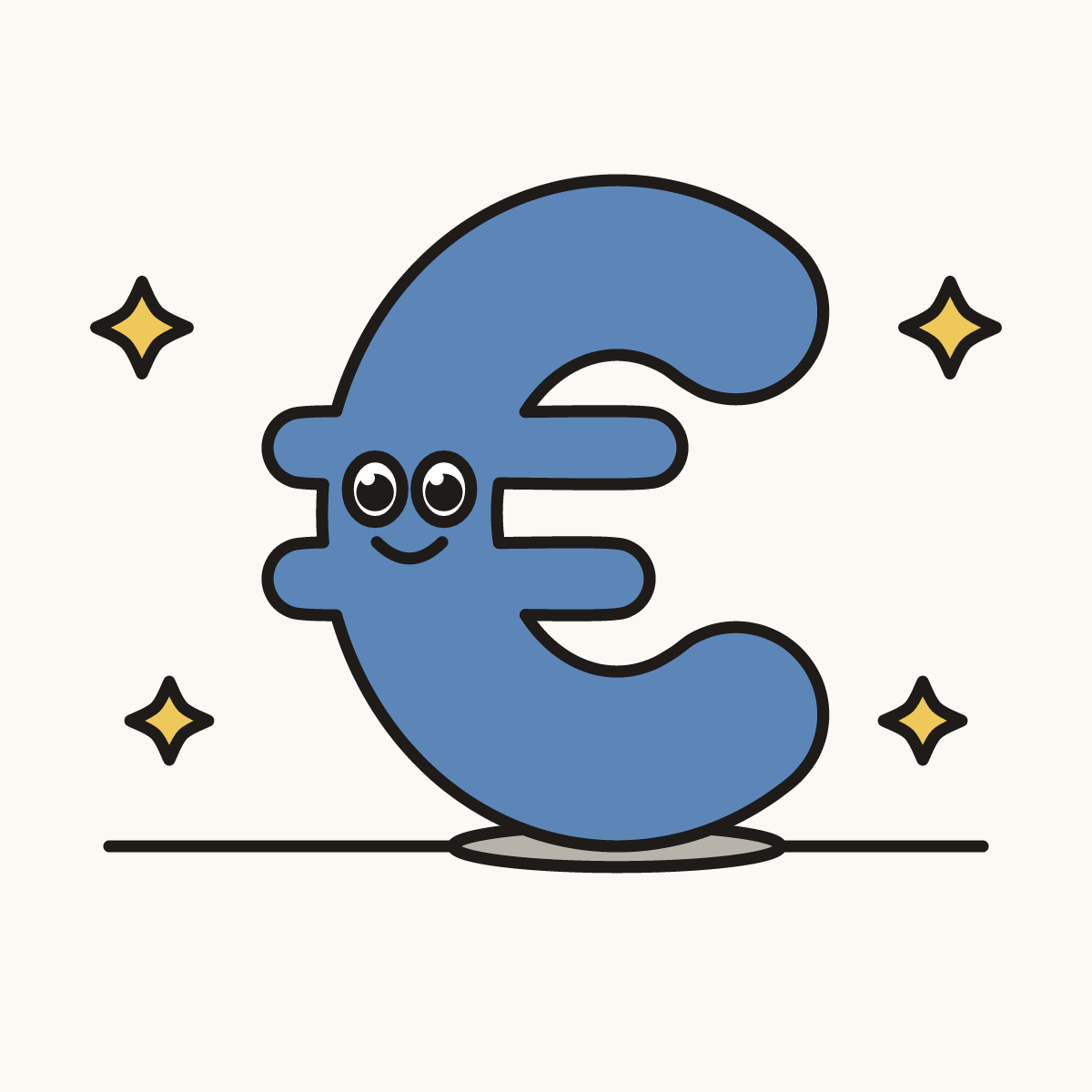 Finished drawing of a euro sign