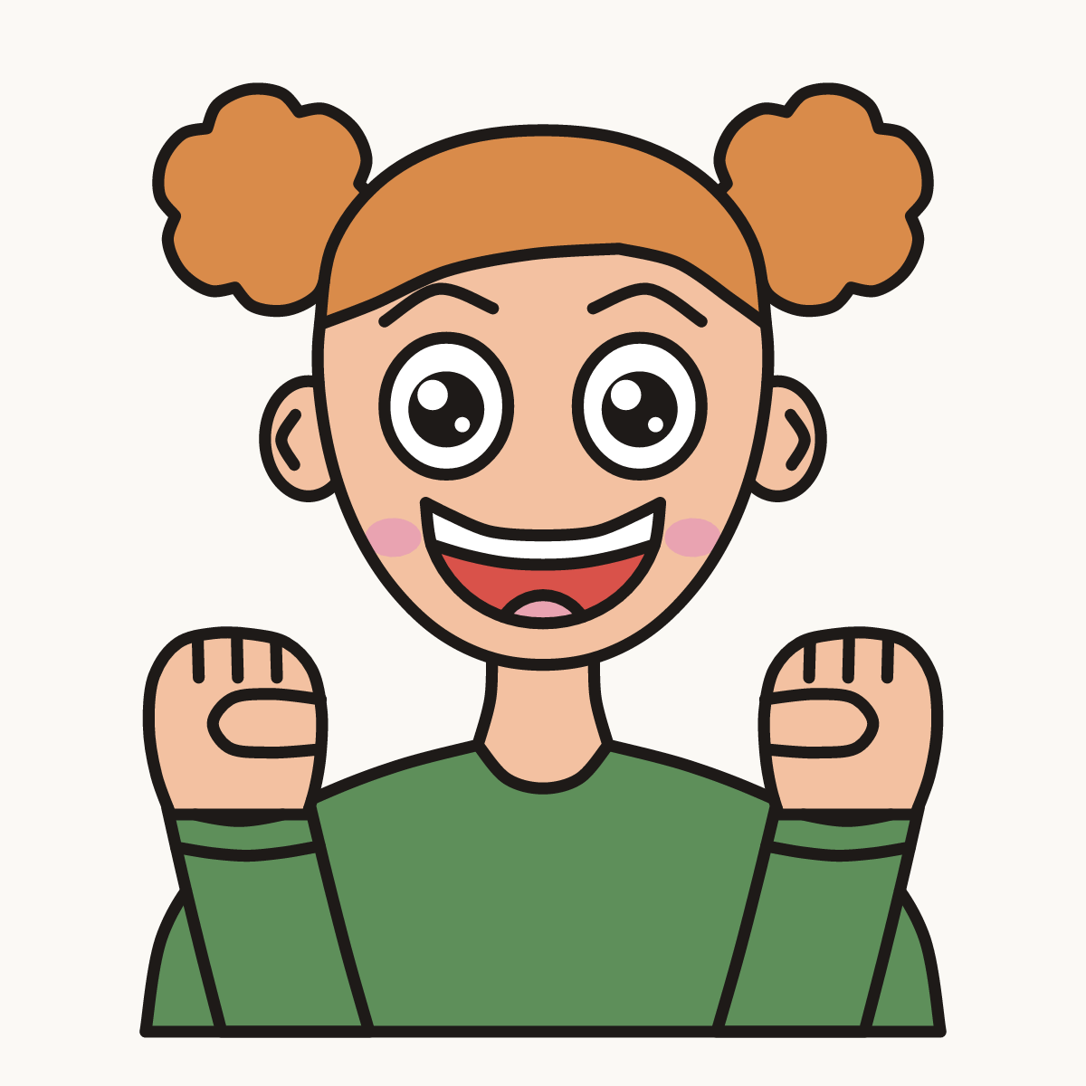 Finished drawing of an excited face