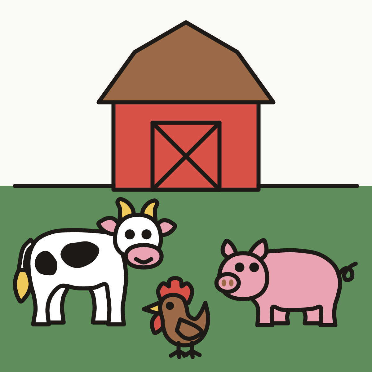 Finished drawing of a farmyard
