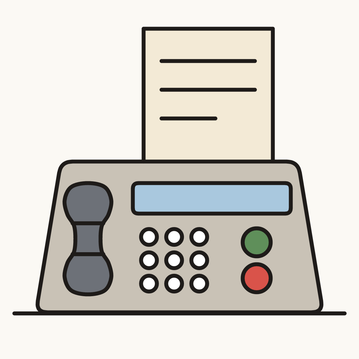 Finished drawing of a fax machine