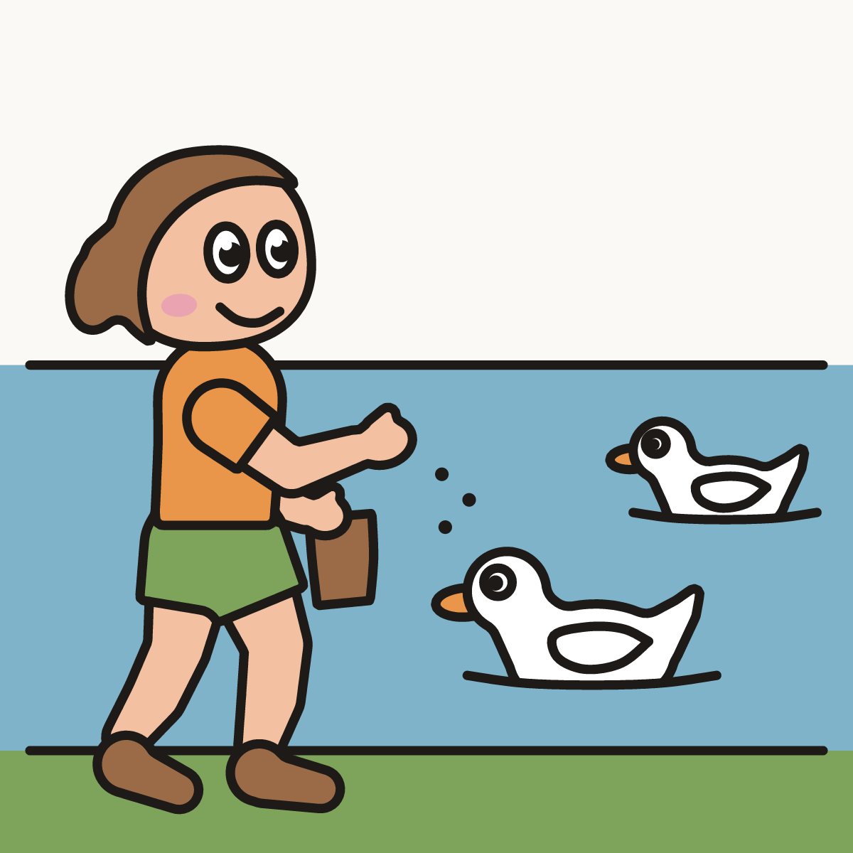 Finished drawing of feeding ducks