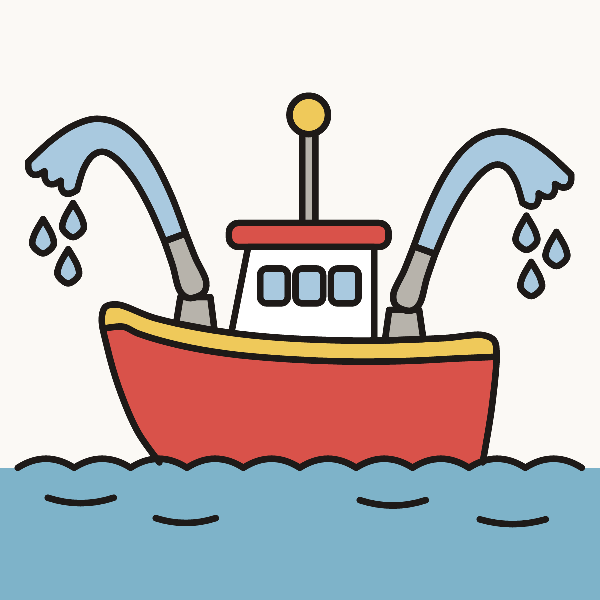 Finished drawing of a fire boat