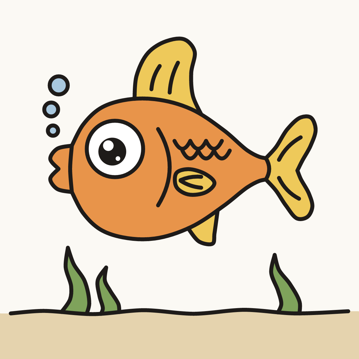 Finished drawing of a fish
