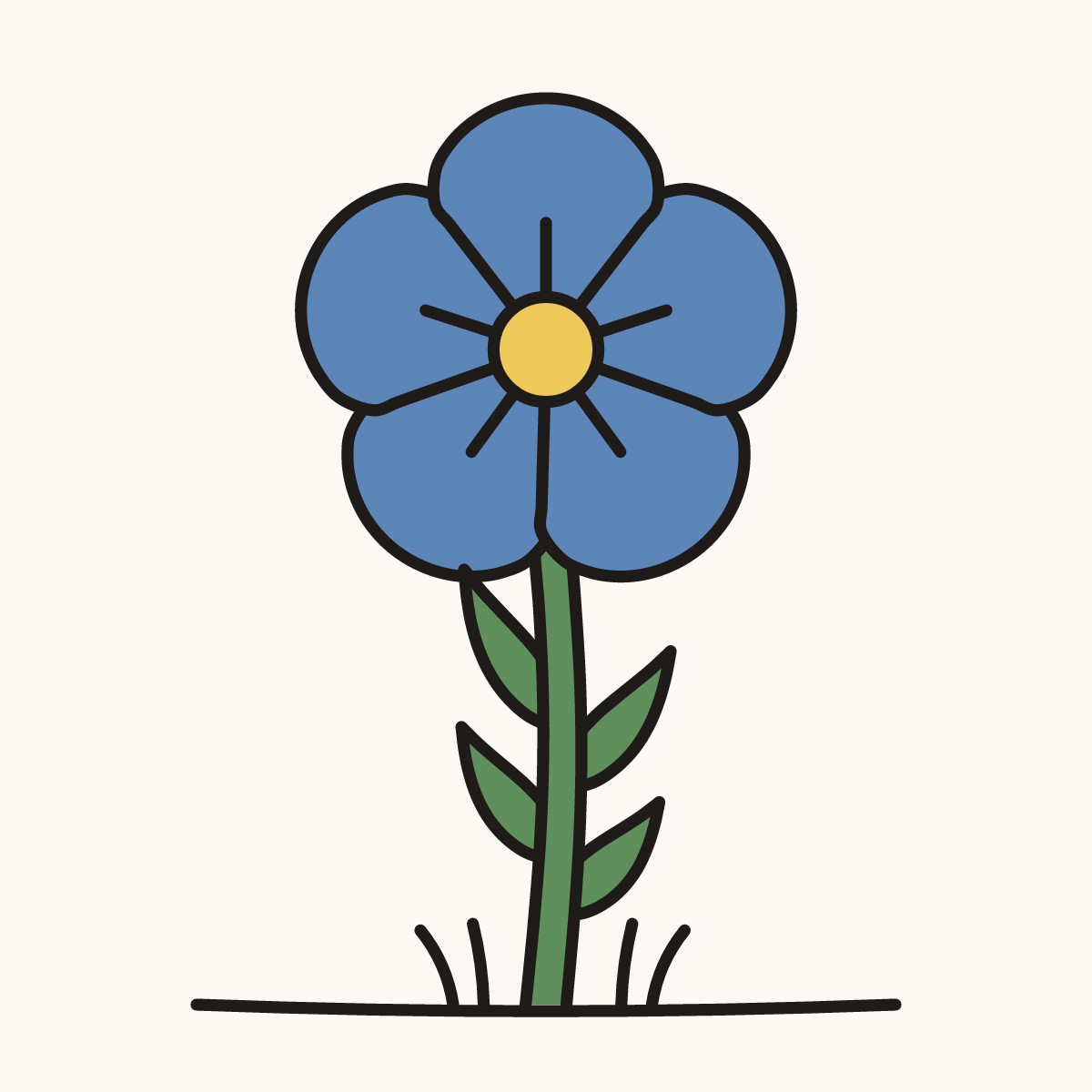 Finished drawing of a blue flax