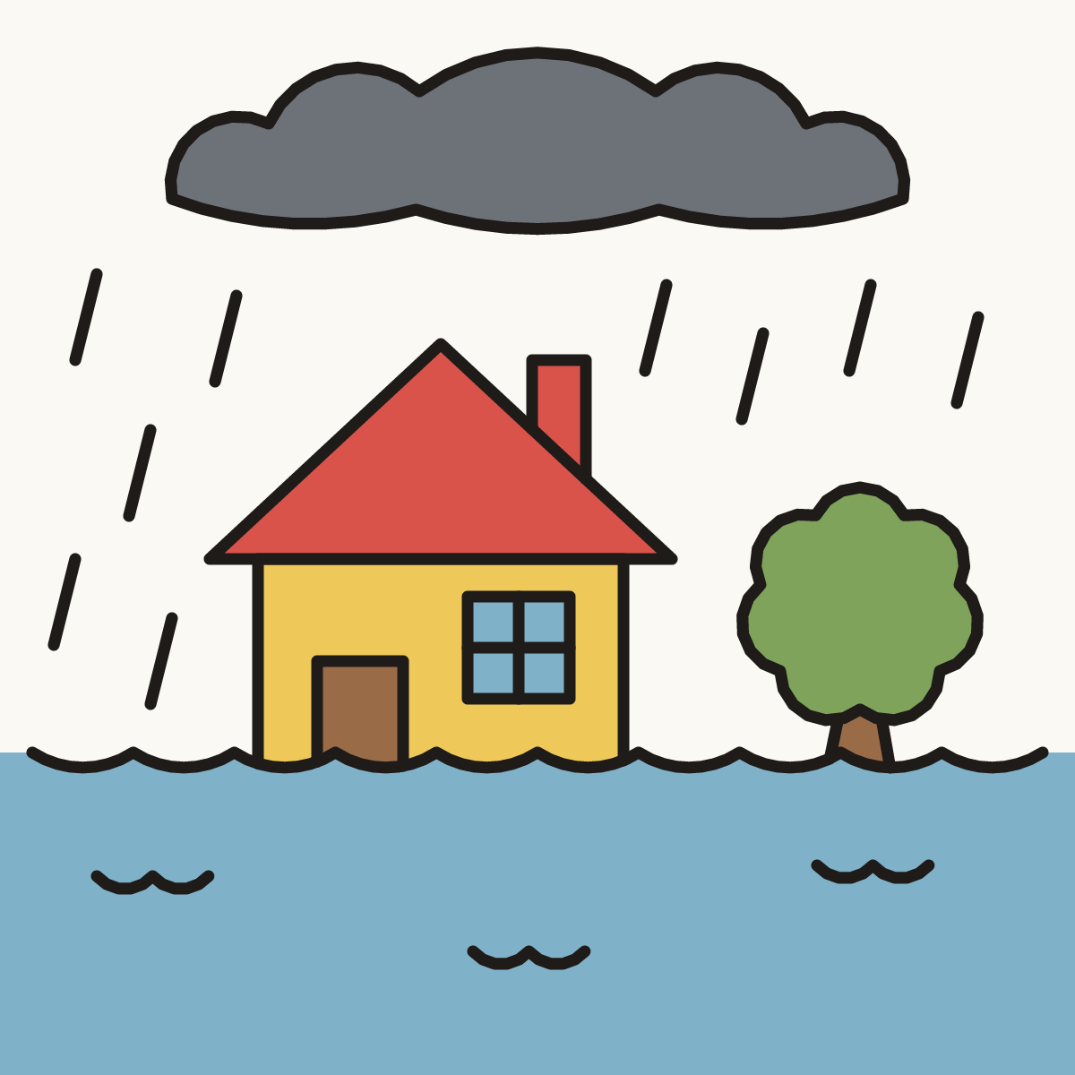 Finished drawing of a flood