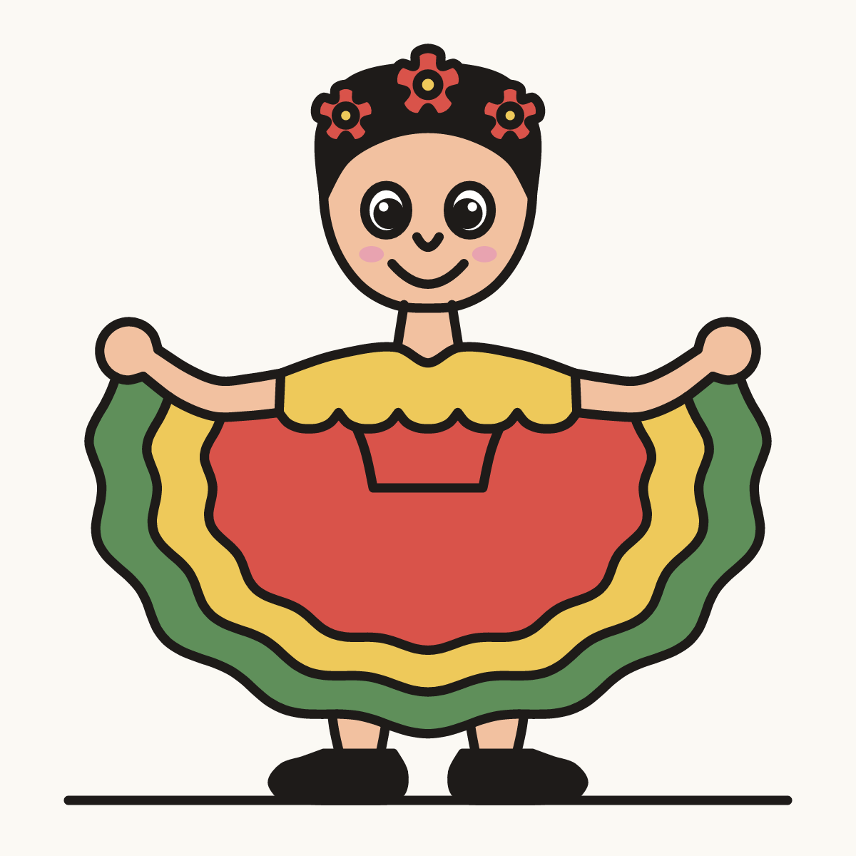 Finished drawing of a folklorico dancer
