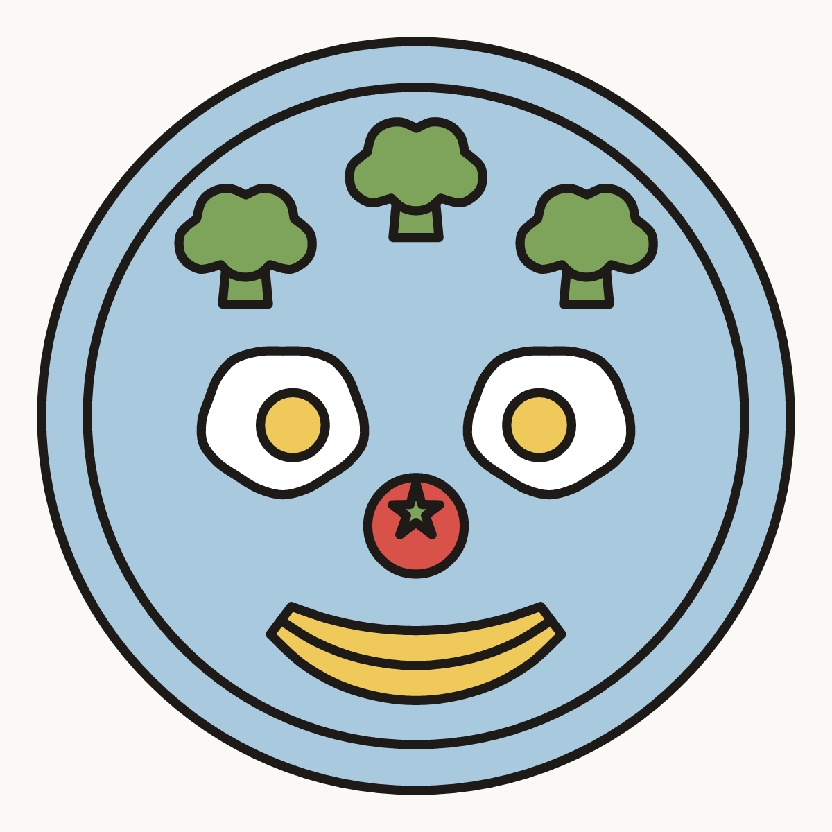 Finished drawing of a food face
