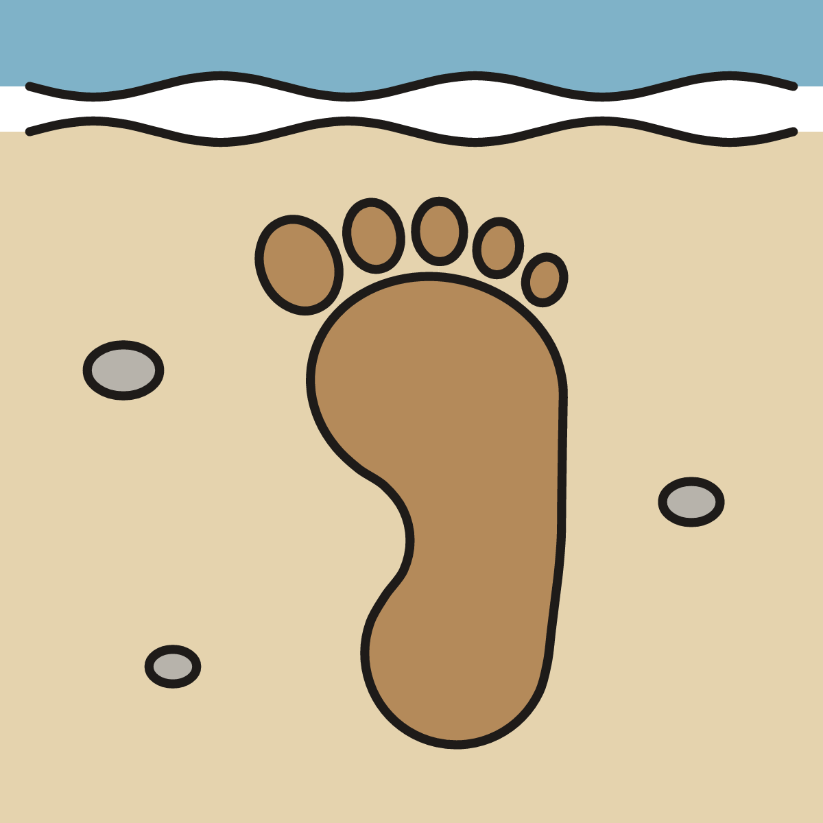 Finished drawing of a footprint