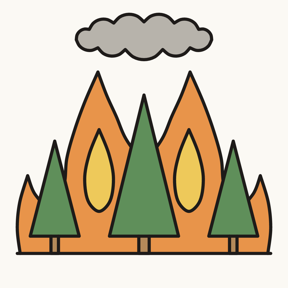 Finished drawing of forest fire