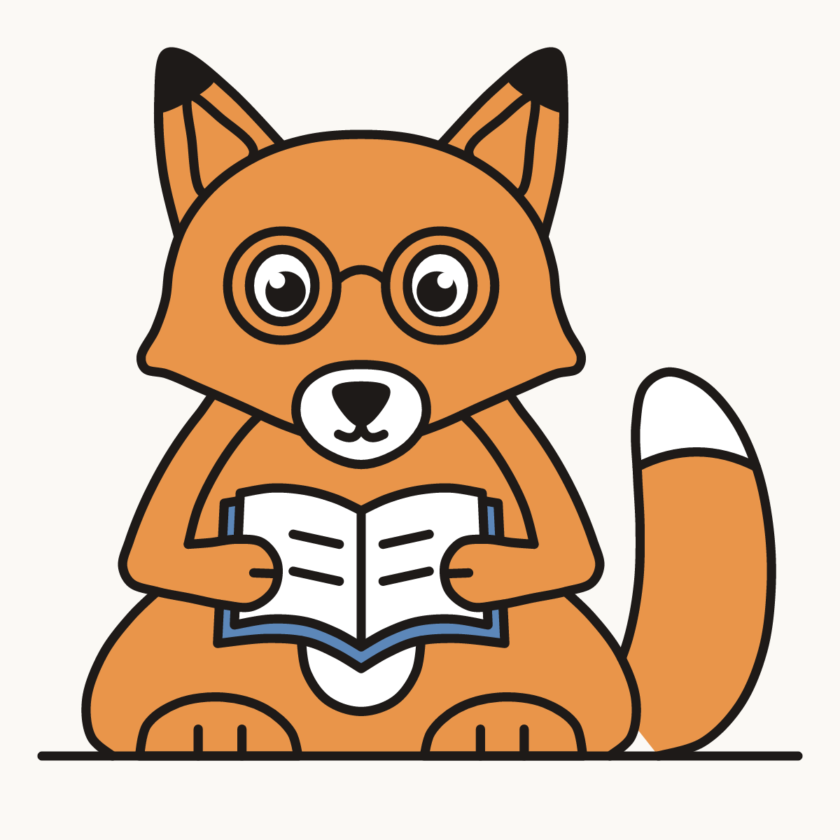 Finished drawing of a fox reading