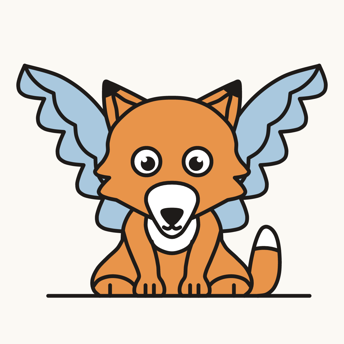 Finished drawing of a fox with wings