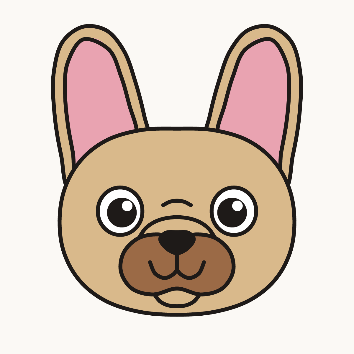 Finished drawing of a French bulldog face