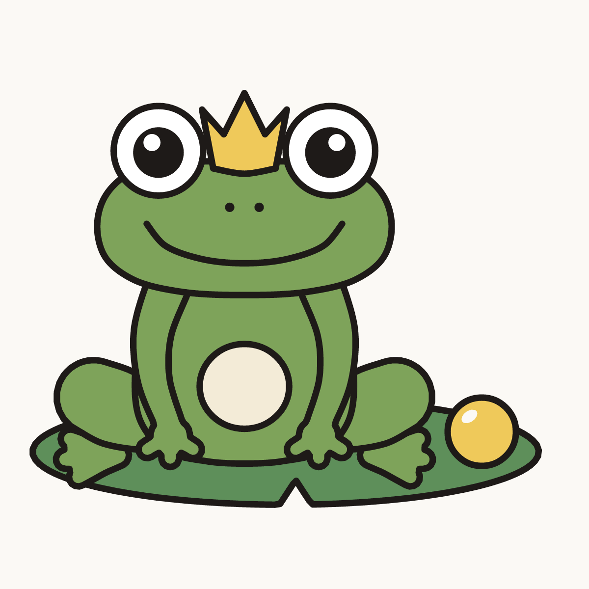 Finished drawing of a frog prince with crown