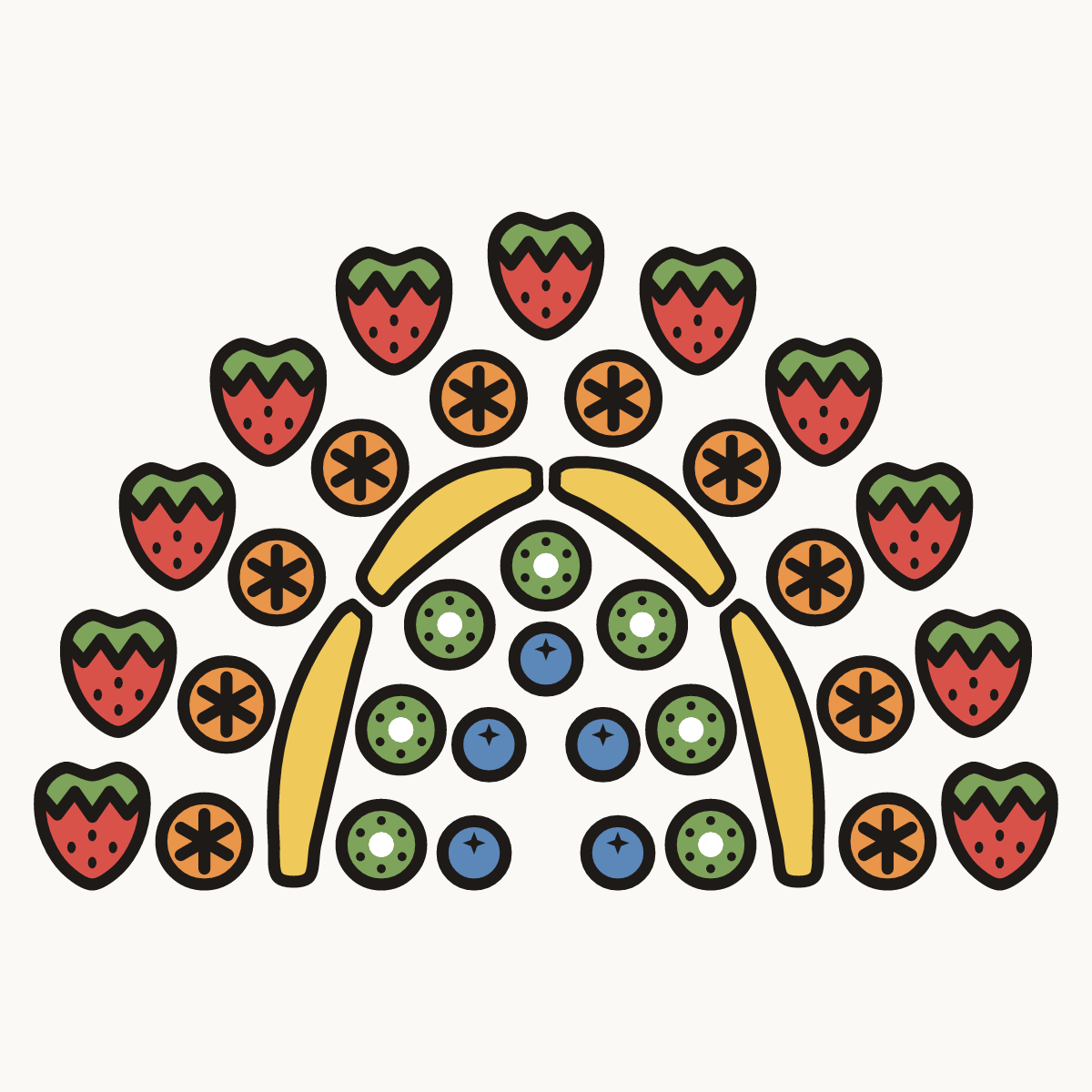Finished drawing of a fruit rainbow