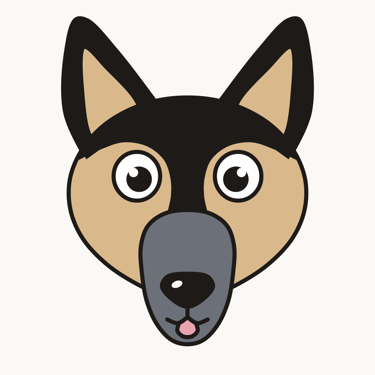Finished drawing of a German shepherd face