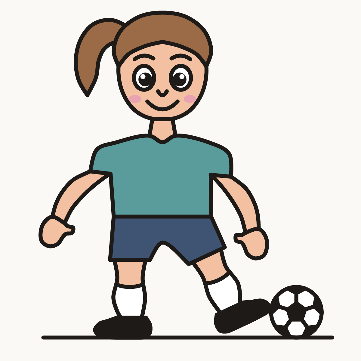 Finished drawing of a girl soccer player