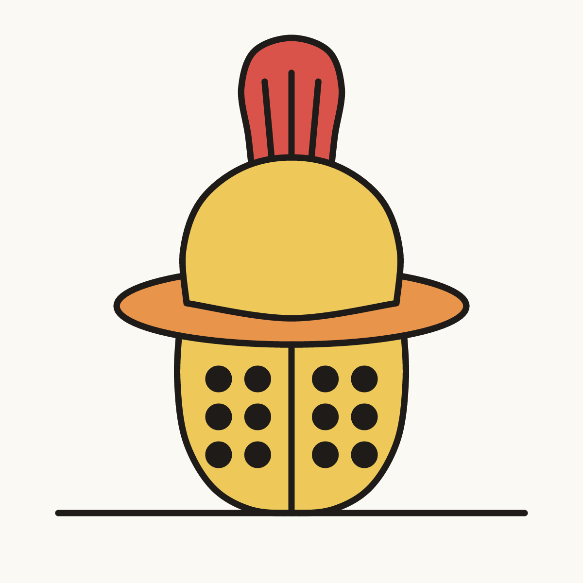 Finished drawing of a gladiator helmet