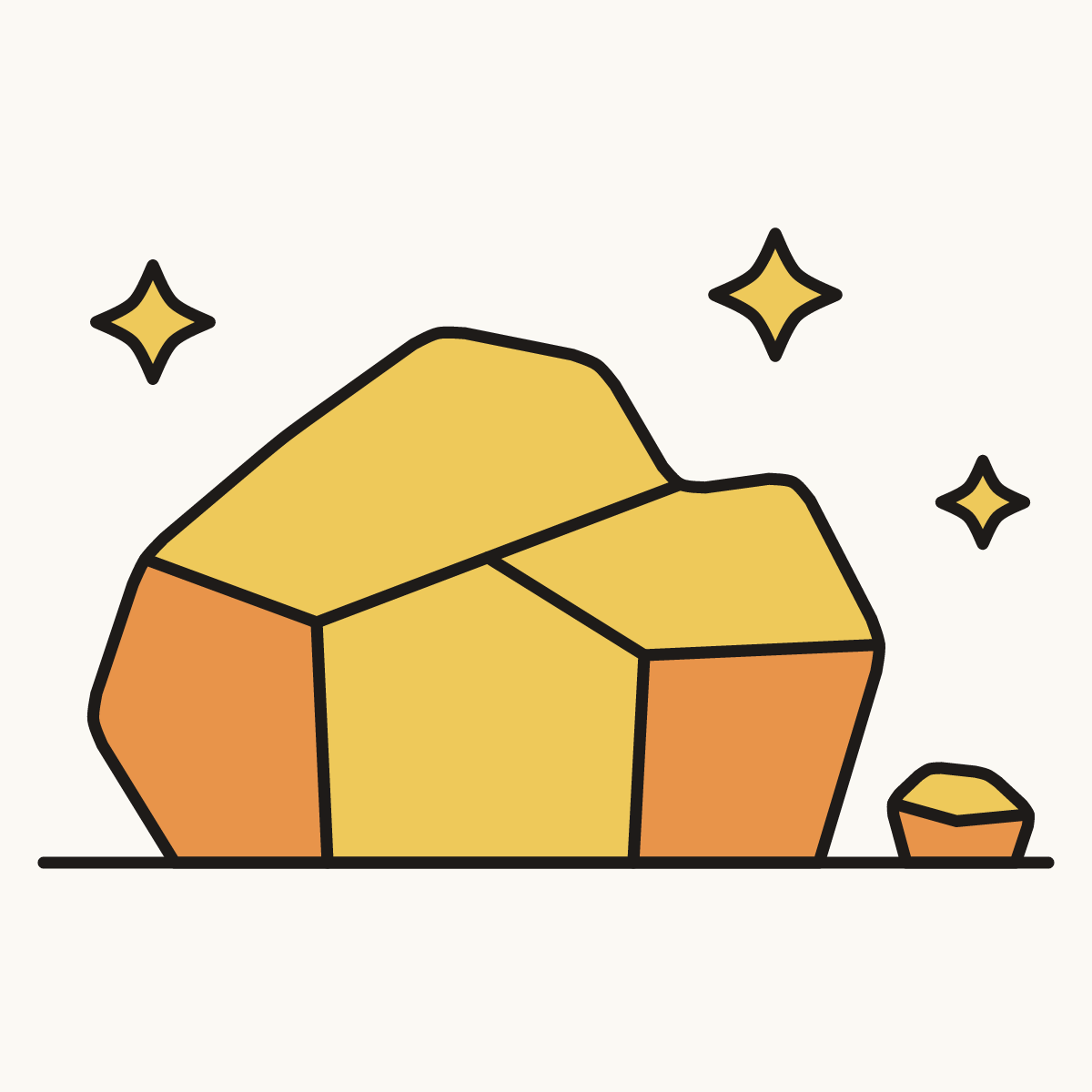 Finished drawing of a gold nugget