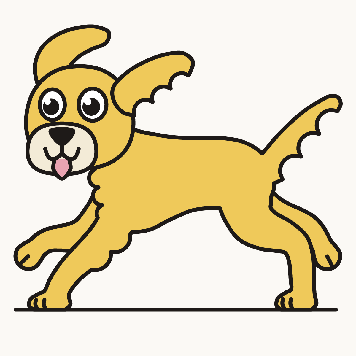 Finished drawing of a golden retriever running