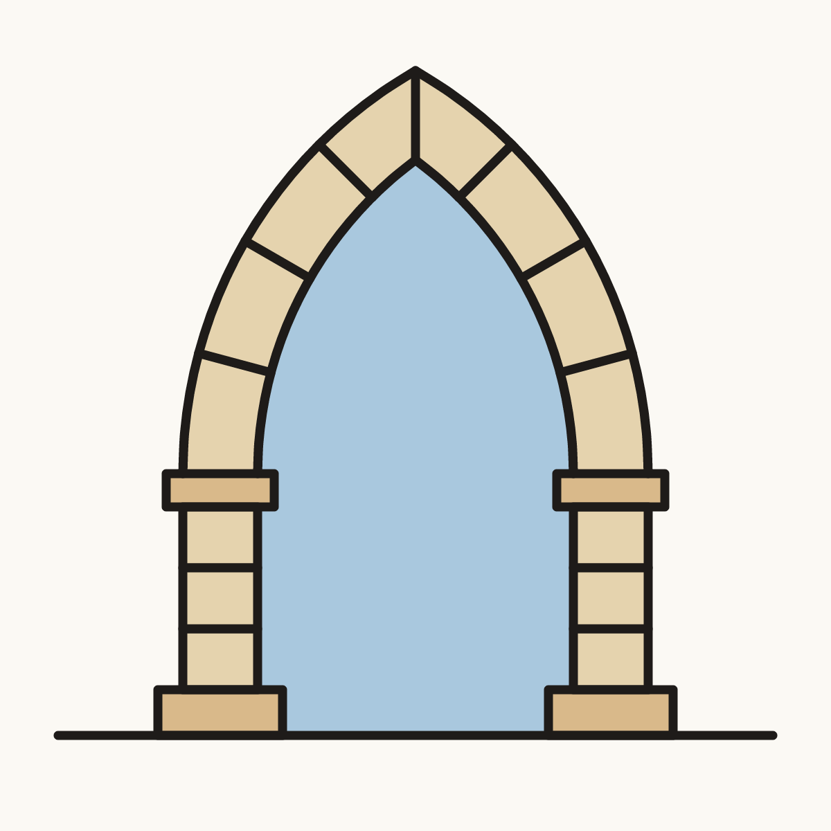 Finished drawing of a gothic arch