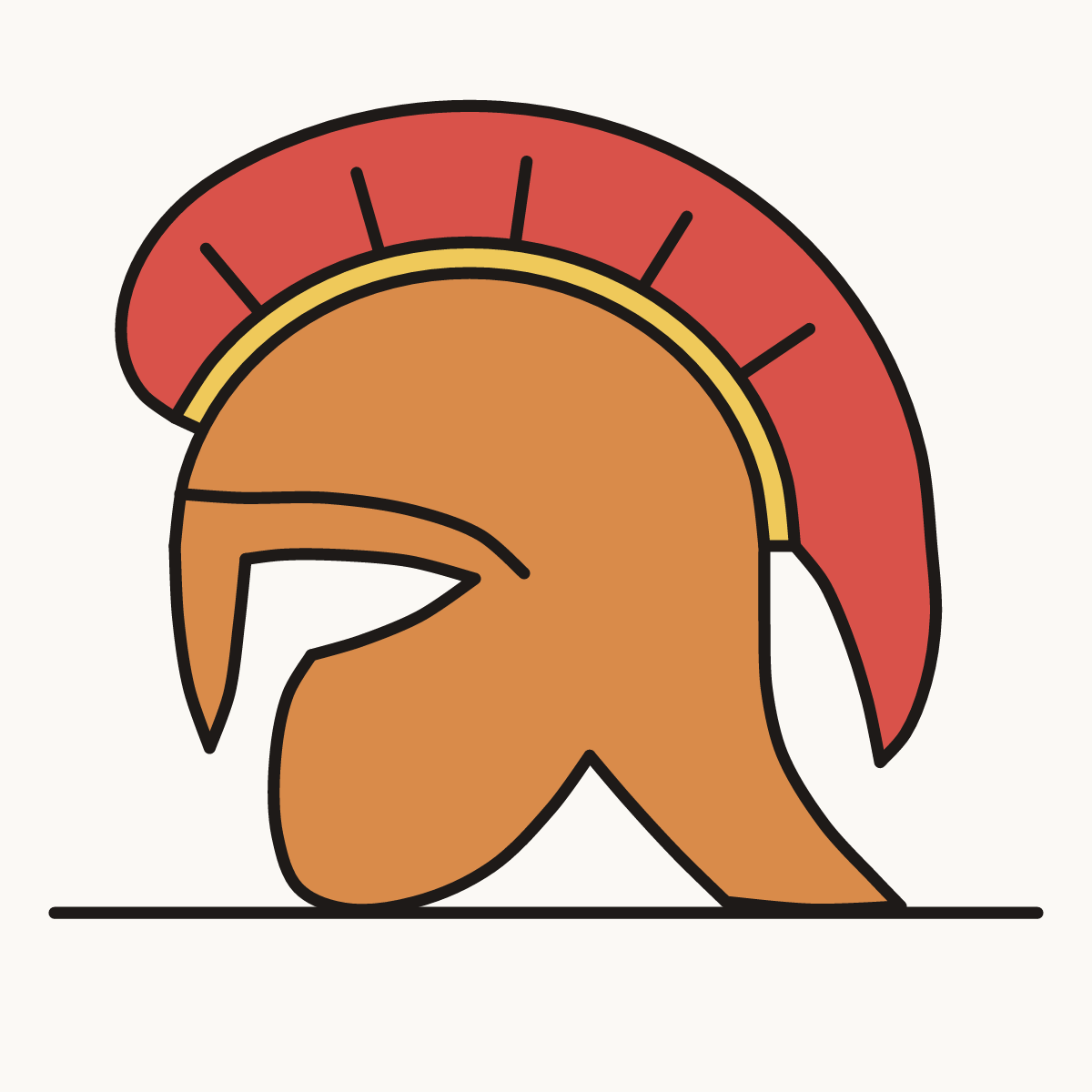 Finished drawing of a Greek helmet