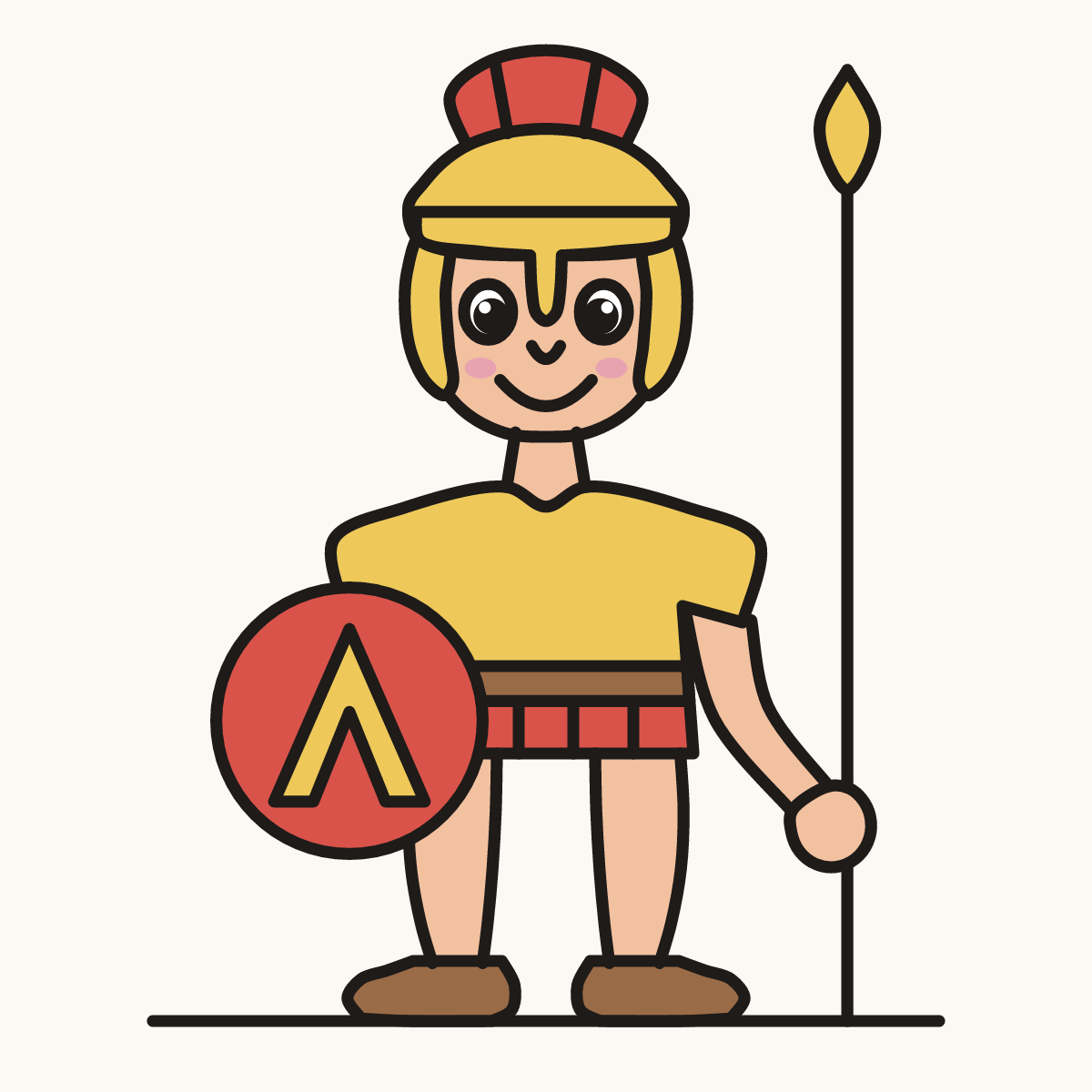Finished drawing of a Greek warrior