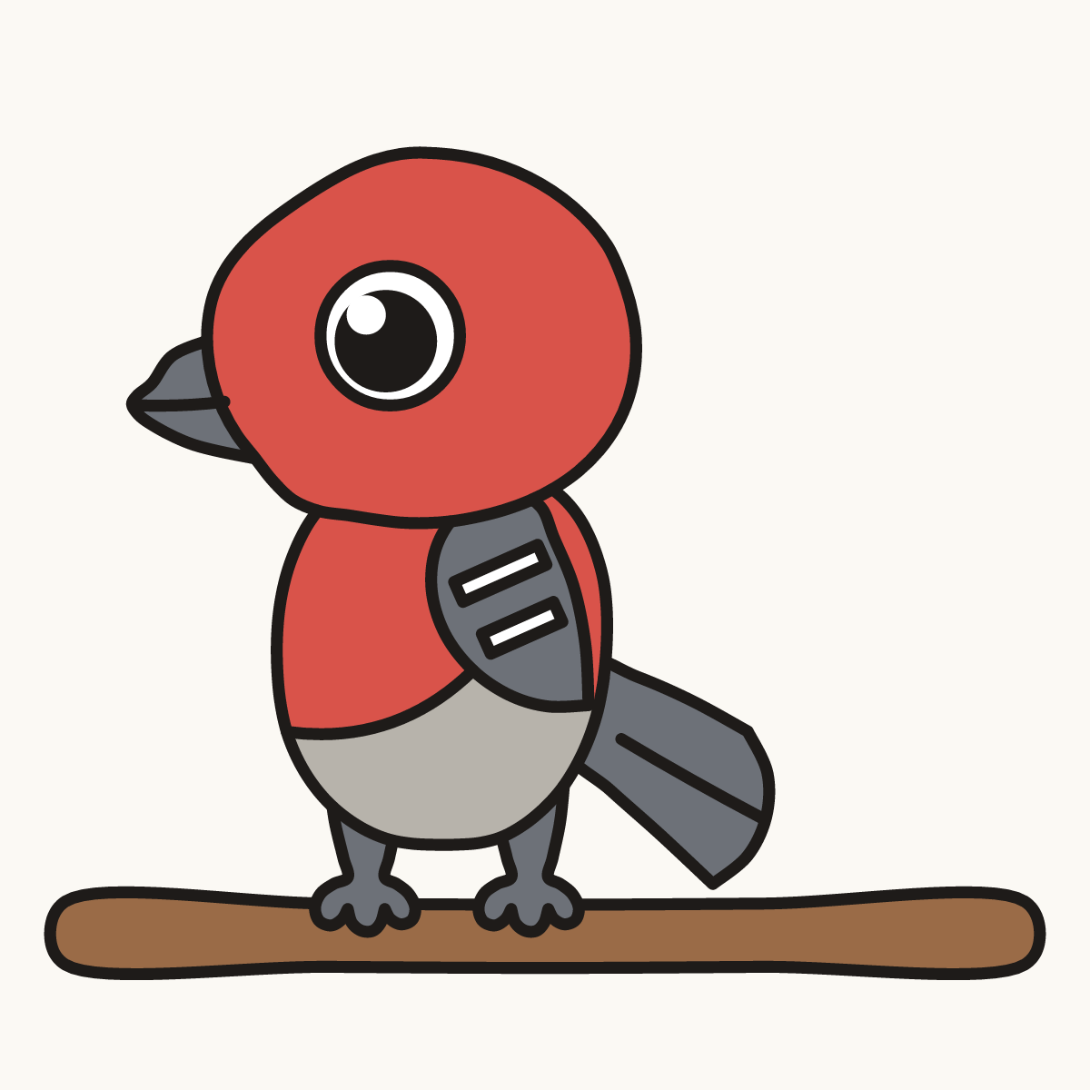 Finished drawing of a pine grosbeak