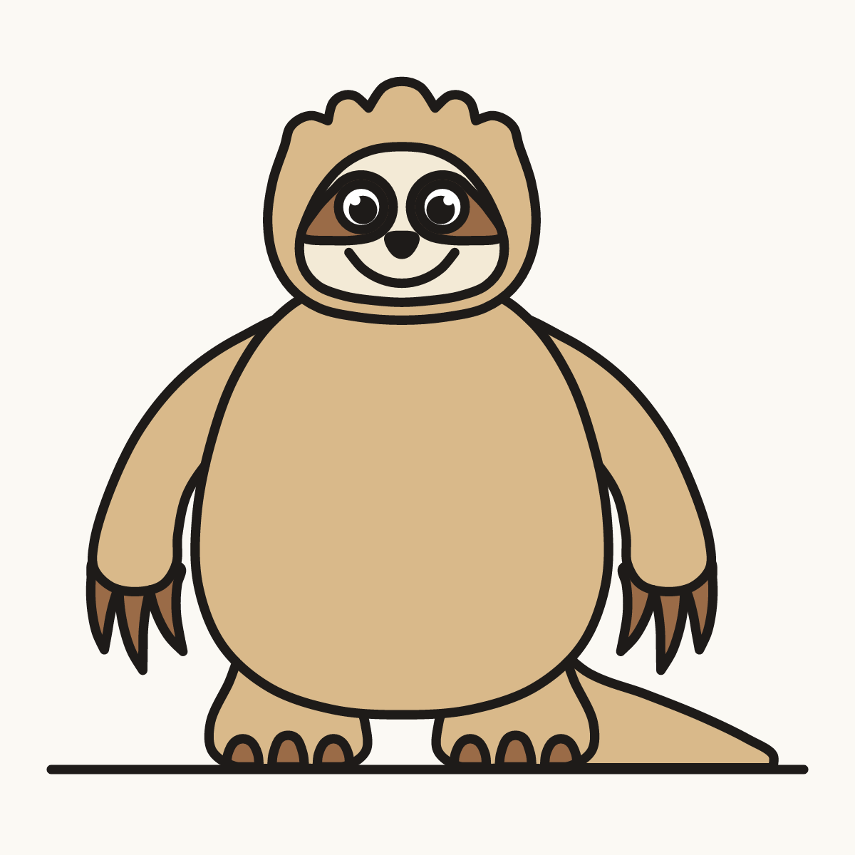 Finished drawing of a giant ground sloth