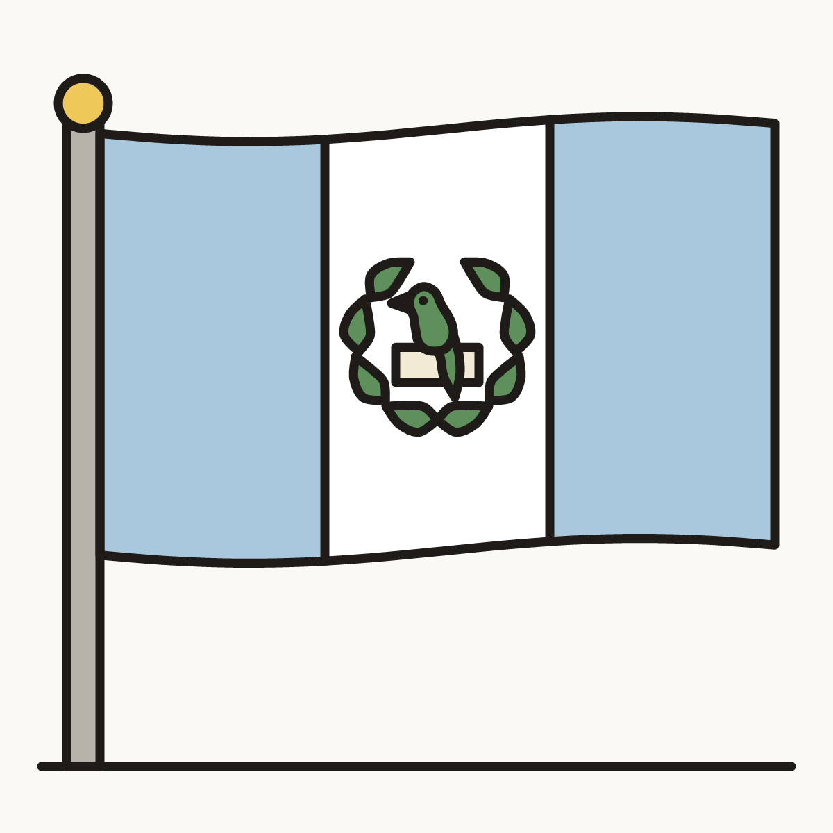 Finished drawing of a guatemala flag