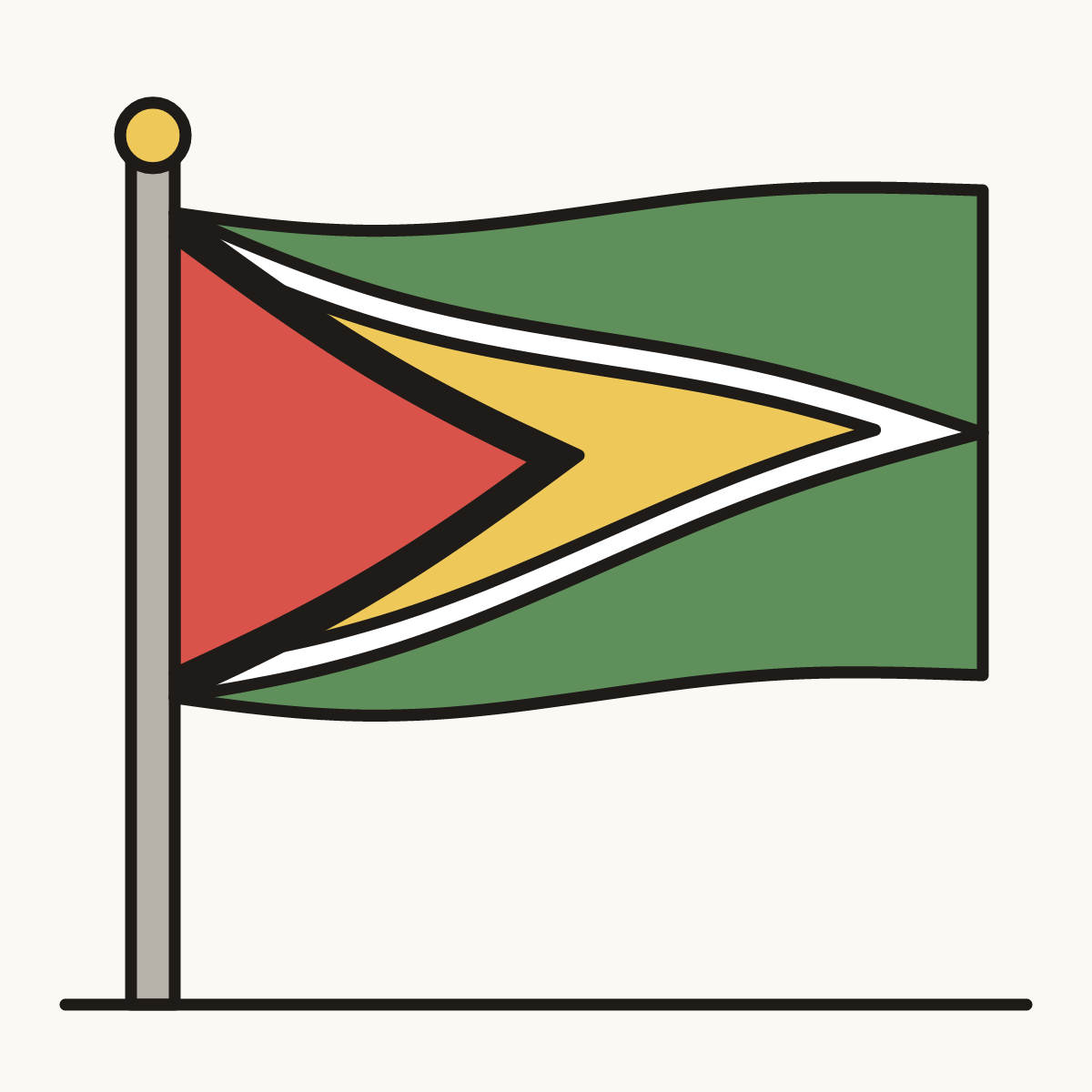Finished drawing of a guyana flag
