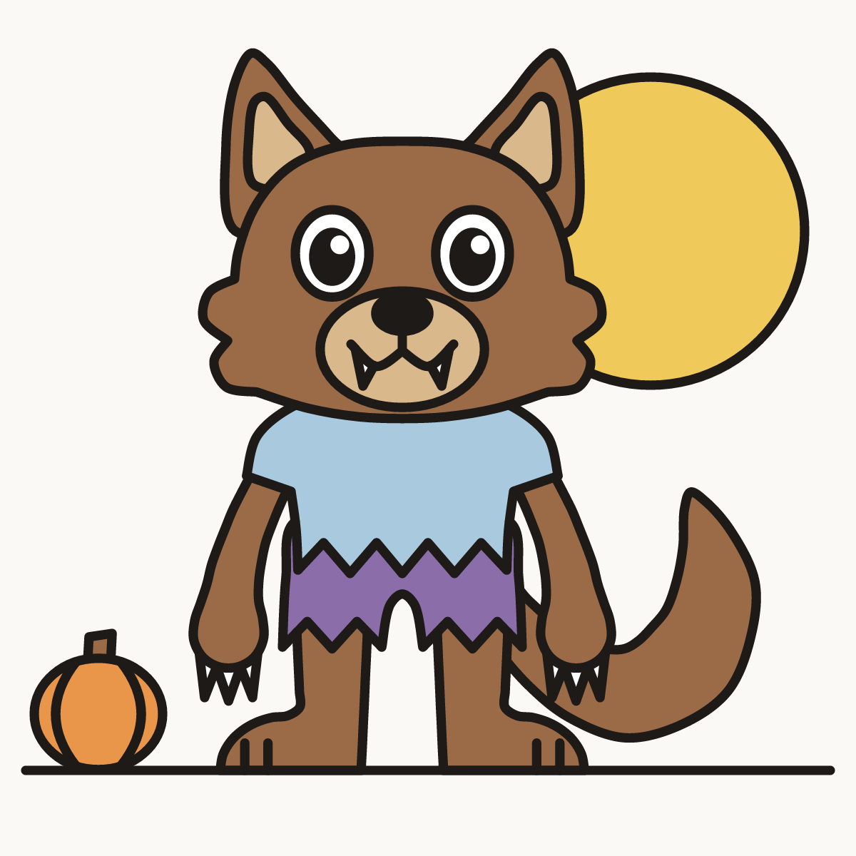 Finished drawing of a Halloween werewolf