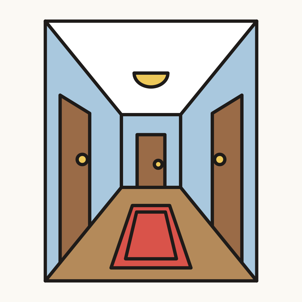 Finished drawing of a hallway
