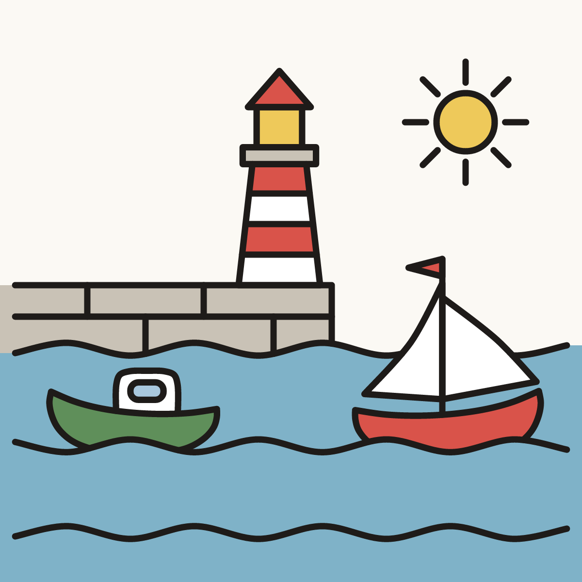 Finished drawing of a harbor